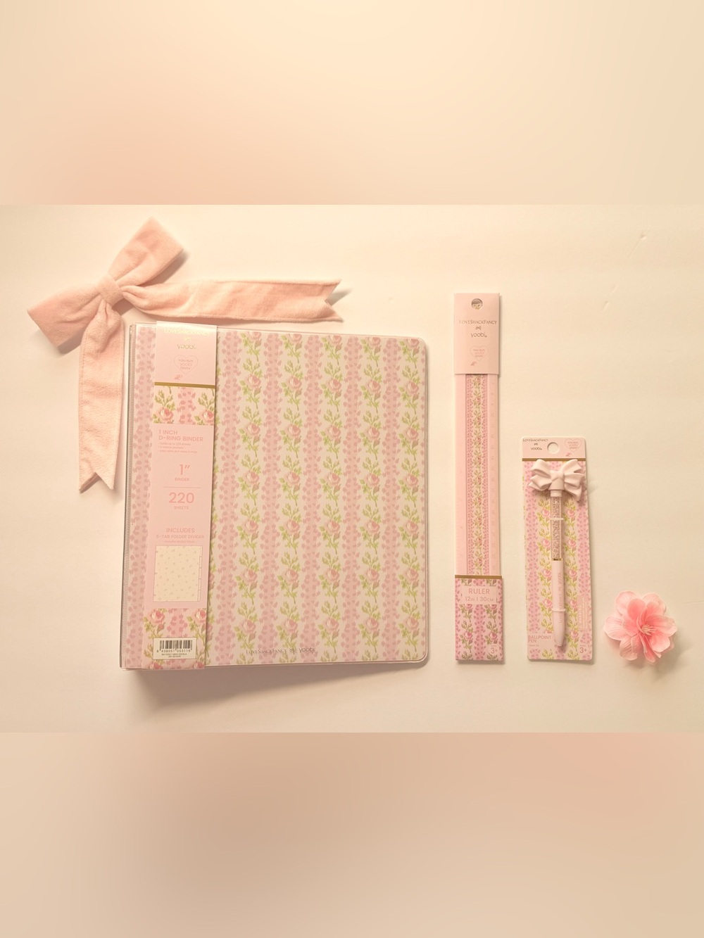 💐 Love Shack Fancy x Target Pink Floral Binder, Pen, and Ruler Bundle